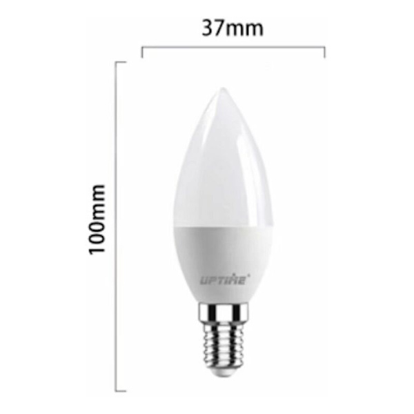 Led pære E14 lampe, varm hvid 3000K, C37 LED 5W, strålevinkel 120°, 6-pak