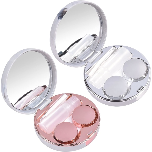 2 st case med spegel, portabelt case, mini kontaktlinshållare, enkla resesats linsfodral med L och R lock