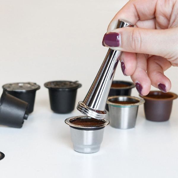 Kaffetamper i rustfritt stål med håndtak - tilbehør til kaffemaskin