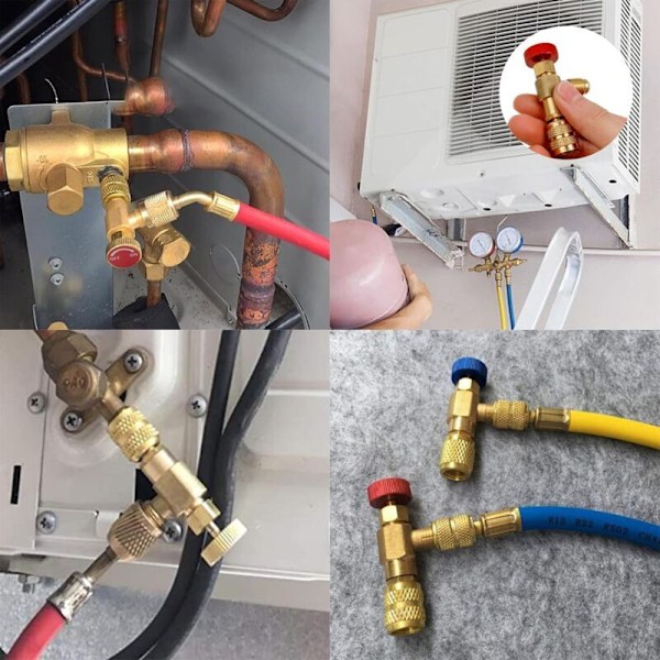 Pack Vätskesäkerhetsventiladapter, R410 R22 Säkerhetsventil, Köldmediekontrollventil, Luftkonditioneringskylventil, för Luftkonditioneringsflödesventiler