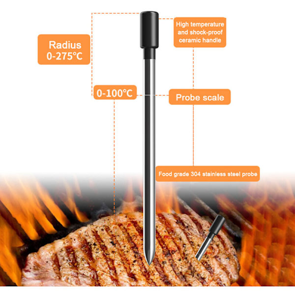 Trådlös köttermometer 150 m Smart köttermometer för grillat kött, rök, ugn, kök, ip67, vattentät, intelligent styrning via applikation,