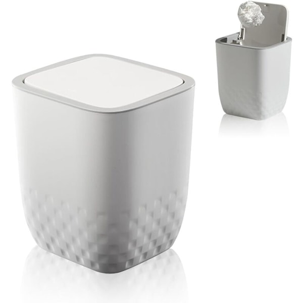 1 stk liten bordbøtte, mini kjøkkenbord søppelbøtte, mini baderom søppelbøtte med knappdeksel, mini skrivebordssøppel, for baderom, kjøkken, skrivebord