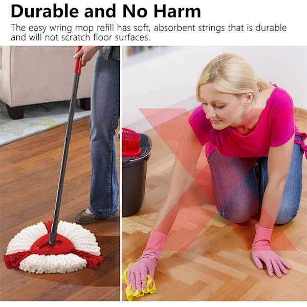 Erä 4 varapäätä Clean Twist -levymoppiin, 2 in 1 moppi moppipää mikrokuitua Vileda Turbo easy wring ja clean -mopille