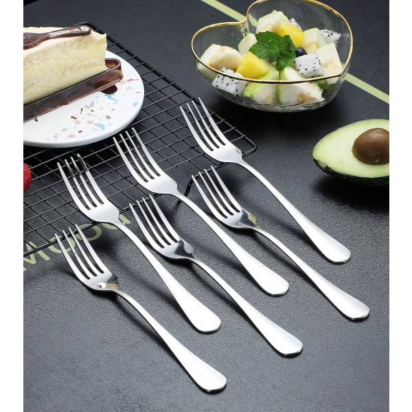 6 stk. middagsgafler, rustfrit stål 20,5 cm gafler bestik, sæt med 6 gafler