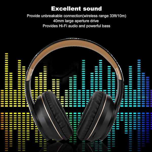 Foldbare øretelefoner, trådløst headset teleskopisk stereomusikk-headset (gull)
