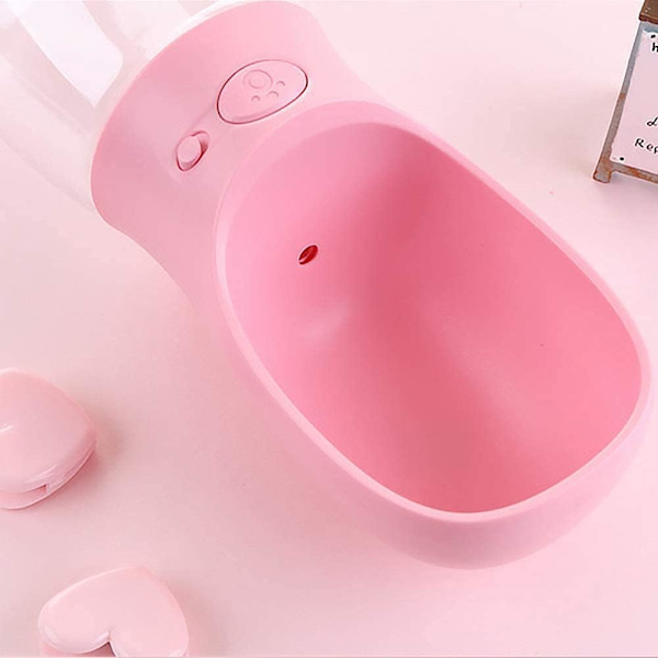 Bærbar Vandflaske til Dyr Vandkop Vandflaske Udendørs Vandflaske Tilbehør til Rejsekande Bærbar Kande 350ML (Pink)