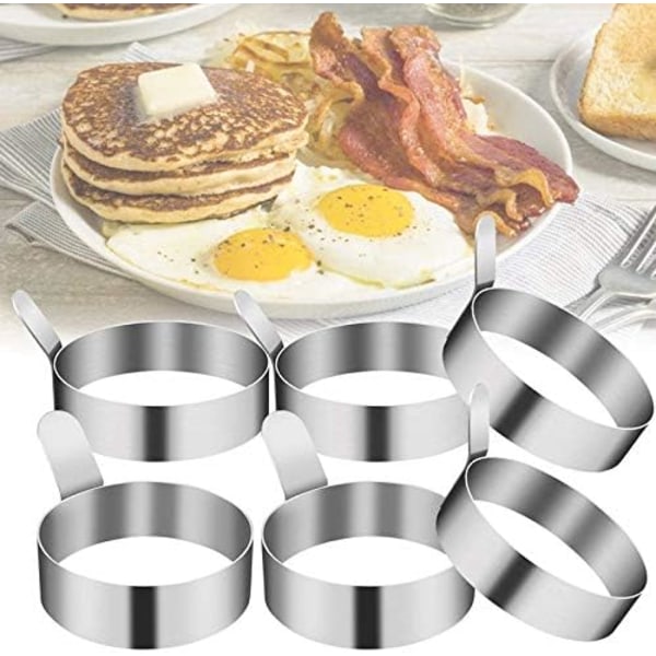 4 stk. rustfrit omeletform i rustfrit stål til madlavning af spejlæg/pandekager/omeletter og mere, non-stick belægning, fødevaregodkendt rustfrit stål