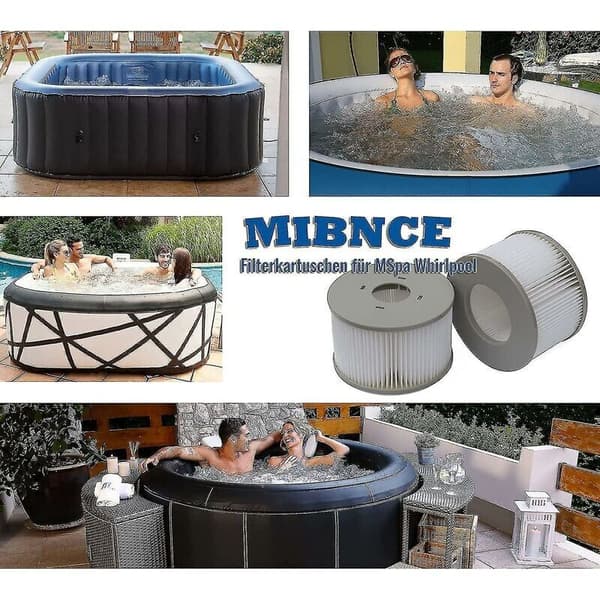 Pakke med 4 udskiftningsfilterpatroner til Mspa oppustelig pool, jacuzzi - RWPool filterpatron
