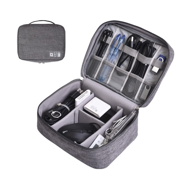 Organizer Bag for Large Electronic Cables Portable Waterproof Storage Pouch for USB Key Hard Drive Memory Cards Charger Gray USB Key Not Included