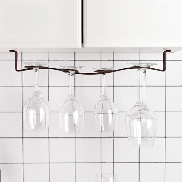 Vinglassholder for montering under skap og hylle, oppheng for oppbevaring, støtte for opptil 8 glass, for bar, restaurant, kjøkken
