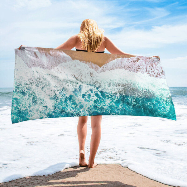 Strandhåndklæde, 80 x 160 cm Oversized dobbeltsidet Microfiber Beach T