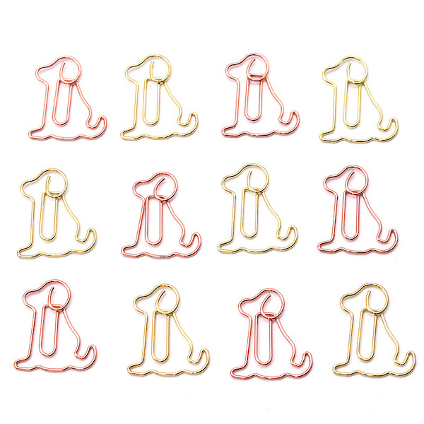 20 stk. Metal Hundeklips (Rose Gold + Guld) Kreative dyrepapirer Dekorative papirclips Velegnet til skolekontor skolehjem