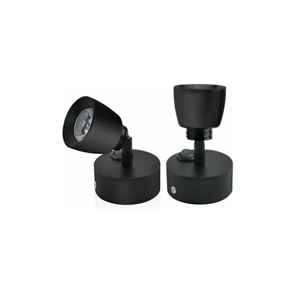 2 stk. LED læselampe 12V 3W - Sort indvendig væglampe med kontakt - Fleksibel belysning 180 ° RV Til båd campingvogn autocamper yacht varevogn (varm hvid).