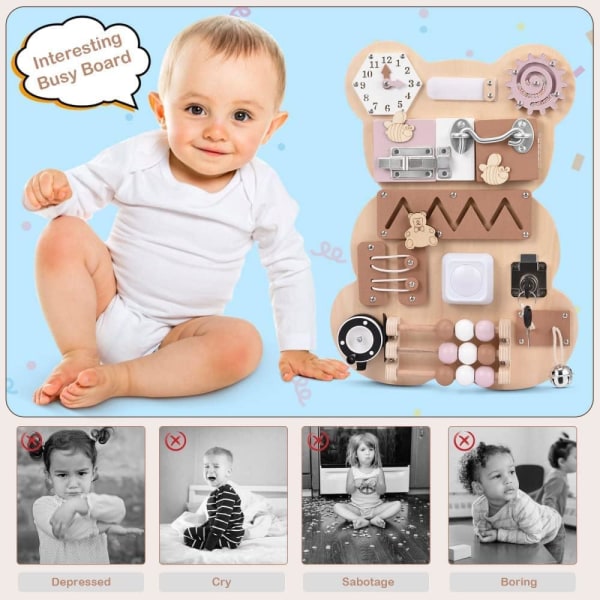 Travel Busy Board Montessori Aktivitetsbrett Sensorisk Aktivitetsbrett Tretøy
