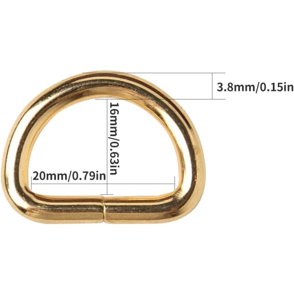 30 styks D-ringsspænder U-svejset guld metalspænde ring syning A