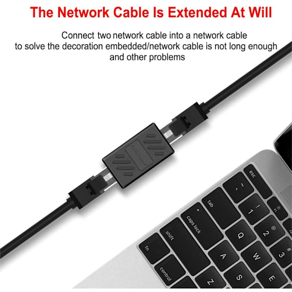 6 stk. RJ45-kobling, nettverkskobling, Ethernet-kontakter, pansret online-kobling for CAT7/CAT6/CAT5E/Cat5-hun-kabel skjøtekontakt med fe