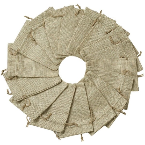 100 stk. jutepose, liten clutch i stoff, lommepose i lin 100 stk., jute canvaspose Dragees Liten Bryllup Lavendel Liten pose Gavepose smykker (13,5 x 9