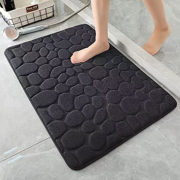 Badeværelsesmåtte, Absorberende badeværelsesmåtte, Sort 40x60cm