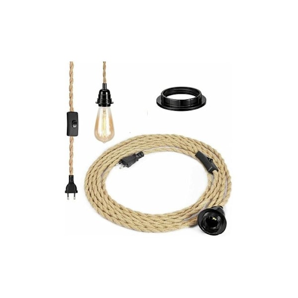Repsljuskrona, E27 sockel retro med 4,6 meter elektrisk kabel och strömbrytare, för replampa (glödlampa ingår ej), Superma
