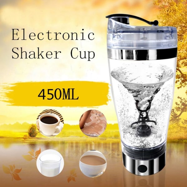 450 ml USB-oplader Protein Shaker Bottle Elektrisk Mixer Blanding Kop Bærbar Blende Sasicare