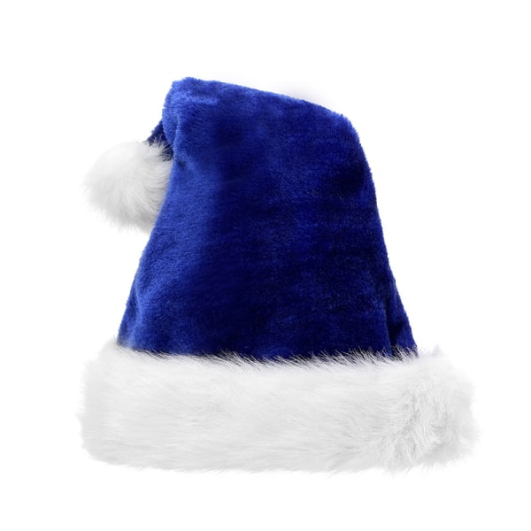 Juleplyshat Ekstra fortykket storkugle-nissehue Gammelmandshat (blå)