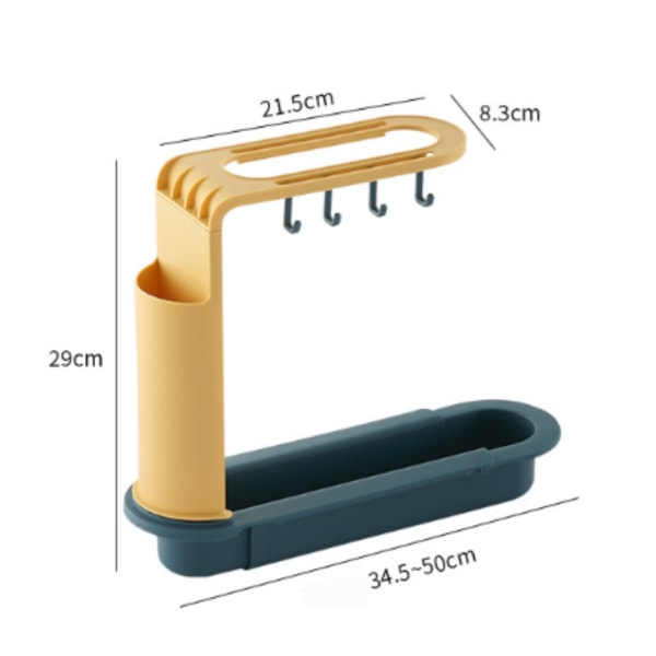 Gul Afvandingsskurvholder, Teleskopisk Vaskestativ, Vaskesvamp Holder, Køkkenvask Organizer, Køkken Afvanding