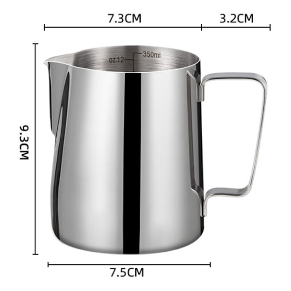 Mælkekande i rustfrit stål, 2 rum i rustfrit stål mælk rustfrit stål 350 ml 600 ml 600 ml kande med 2 Mark og Latte Art Pen måling til Cap