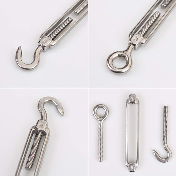 M6 Krog  Øje / C til o spændebøjle 304 Rustfrit stål, hardware kit til Wire Rope spænding Heavy Duty, til Solskærm, teltinstallation, anti - rust,