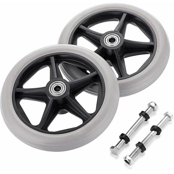 Framhjulsersättning för 6-tums rullstol, 2-pack, universella tillbehör för ersättningshjul för rollator rullstol, grå