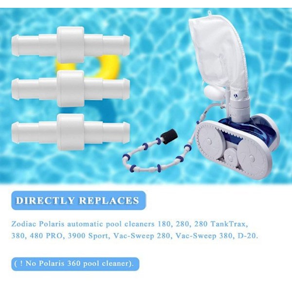 Poweka D20 Set med 3 roterande slangkopplingar för trädgårdsslang med 6 D15-kopplingar, kompatibel med Zodiac Polaris 180 280 380 robotdammsugare för pool