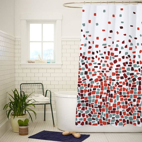 Mögelresistent duschdraperi 180 x 180 cm - Röd