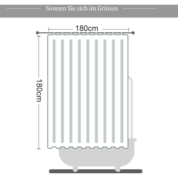 Duschdraperi mögelresistent 180 x 180 cm gröna blad duschdraperi i tvättbara och vattentäta sköldpaddsblad