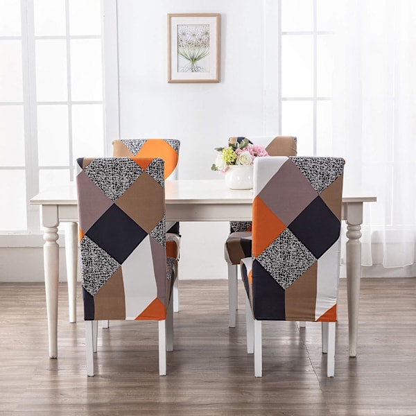 Stolskydd för matsal, moderna elastiska stolsöverdrag, hållbara stretchiga stolsöverdrag för bröllopsdekoration, hotell, restaurang (fyrkantiga, 4 stycken)