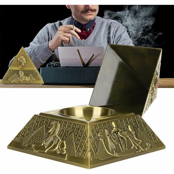 Egyptisk pyramide model Metal statue, retro ornamenter dekorationsgenstande håndværk til dekoration/gave/samling (brunet)