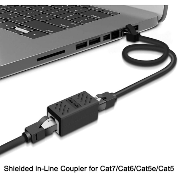 6 stk. RJ45-kobling, nettverkskobling, Ethernet-kontakter, pansret online-kobling for CAT7/CAT6/CAT5E/Cat5-hun-kabel skjøtekontakt med fe