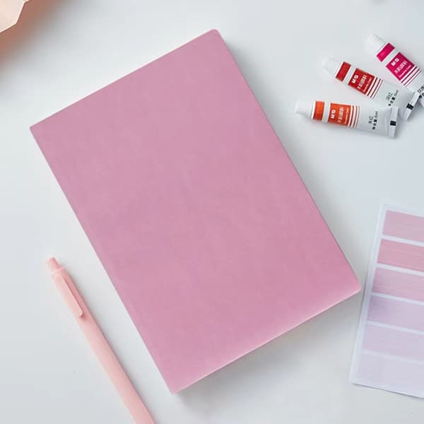 pu business blød læder professionel dagbog, sort + pink, 2 stk