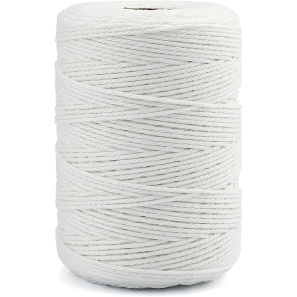 Macramé bomuldsreb i hvid snor 2mm x 200m til manuelt arbejde, køkken, indbinding af kød, emballage
