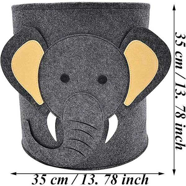 Filtetøjskurv - Elefant Babykurv Rund Sammenklappelig Opbevaringskurv til Kontor Soveværelse Tøj Bøger