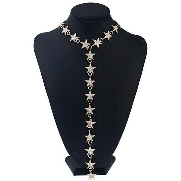 Pitkät kaulakorut Kristallinen choker-ketju juhla choker-koru kaulus naisille ja tytöille (kulta)