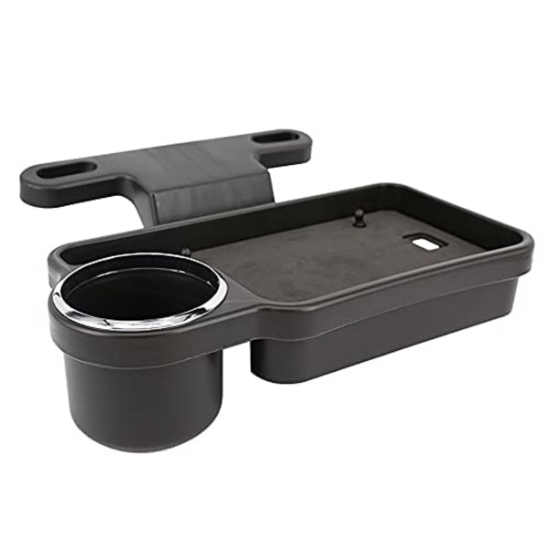 Bägarehållare för baksätet i bilen, hopfällbar bricka för baksätesorganisatör, förvaring av bilplatta, tablethållare, universell bilhuvudstödsbricka, svart, 25,5 cm x 20,2 cm x 7 cm