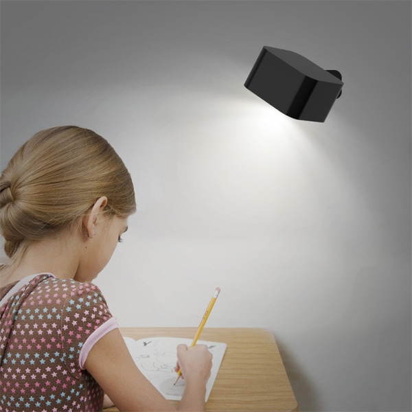 USB-fri installasjon oppladbar vegglampe LED hode seng boklys oppladbar bærbar berøring justering nattlys magnetisk skaplampe, svart