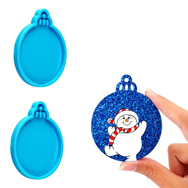 4 st Silikonformar för Jul Resin, Julpynt Runda Formar för Hängsmycken i Epoxi Resin, DIY Hantverk Smycken Nyckelring Tillverkning Juldekoration
