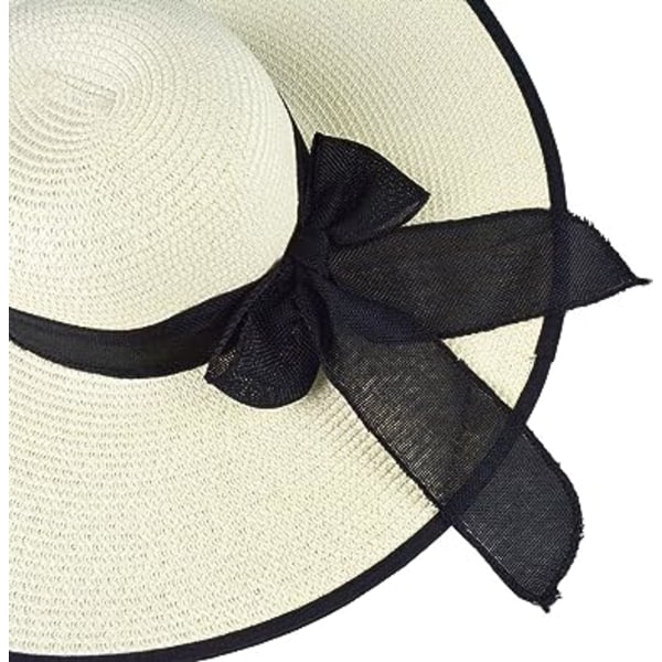 Dame Halm Floppy Hat Bredskygget Solhatte Åndbar Anti UV Halm Hat Strand Solhat UPF 50+