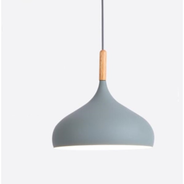 Hengende lampe, lysekrone enkel og moderne makaron kreativ aluminium enkelthodet hengende lampe (grå, 240 * 190mm)