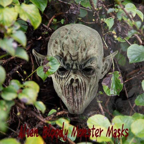 Läskig halloweenmask, djävulsmask, utomjordisk blodig monstermask, läskig skräckmask