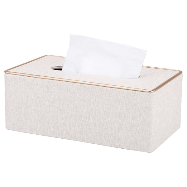 Handkerchief-boxskydd för barn, beige tättslutande boxstöd i rektangulärt läder Kleenex för hemdekoration/kontor/bil/bil