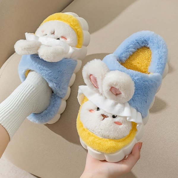 Kawaii tofflor damer halkfria fluffiga tofflor söta plyschtofflor plysch minnesskum tofflor bekväma och lätta casual tofflor inomhus a