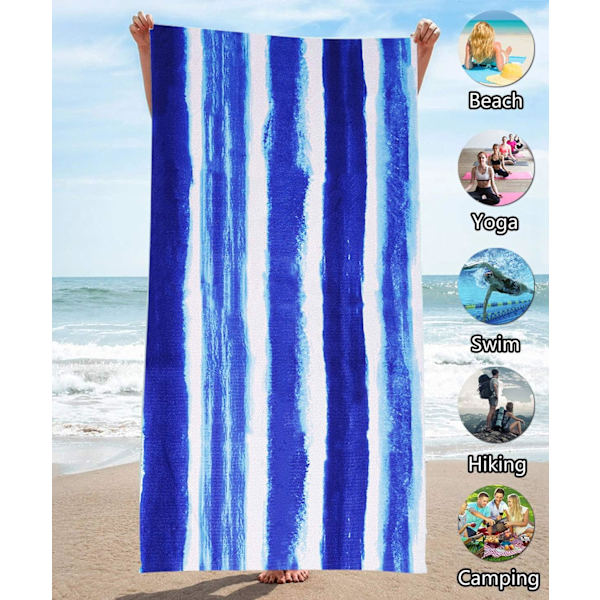 75*150CM strandhåndklæde, blå striber