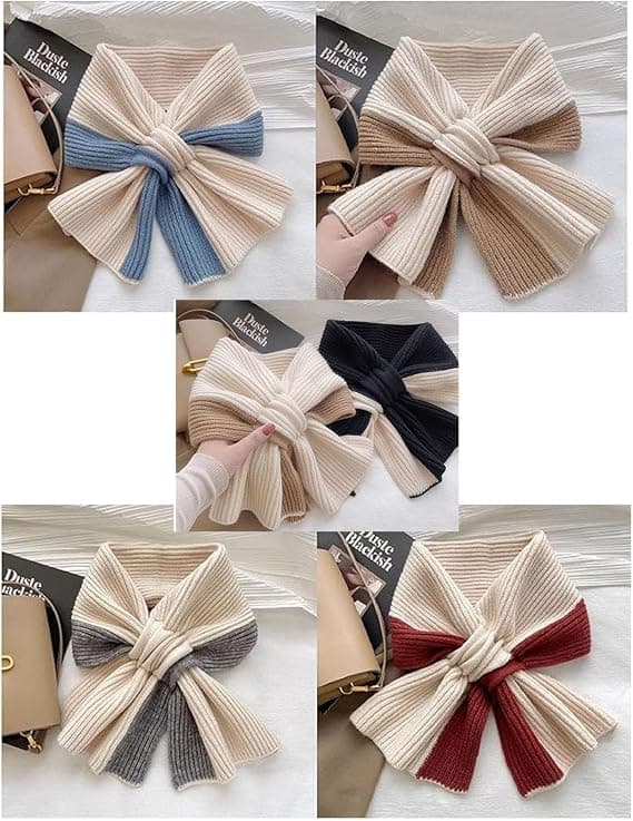 Vinter Kryds Hals Wrap Patchwork Farve Kvinder Strikket Halstørklæde, Patchwork Farver Halstørklæder, Fashion Kort Dame Halstørklæde