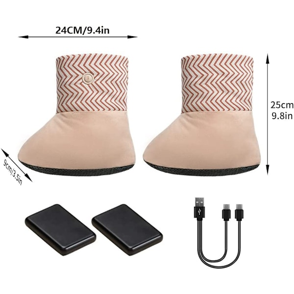 Lämminet tossut saappaat USB ladattavat sähkölämmitteiset saappaat 2 lämpötila-asetusta 4000mAh*2 akut pitävät lämpimänä jopa 10 tuntia